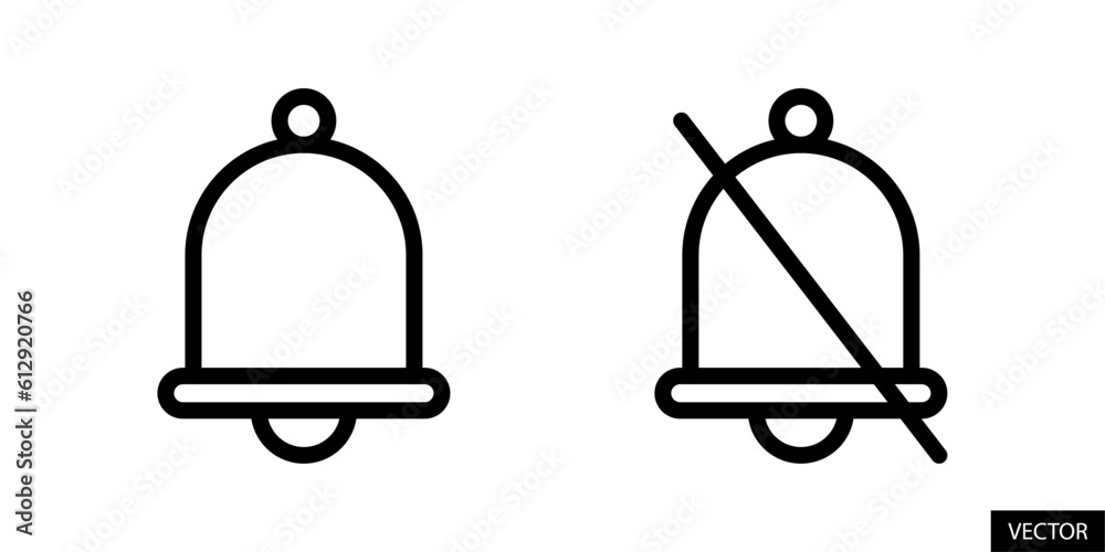 Notification bell, ring mode and notification bell slash, silent mode