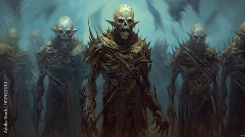 grim dark fantasy necromancer skeleton vampire warrior army - by generative ai