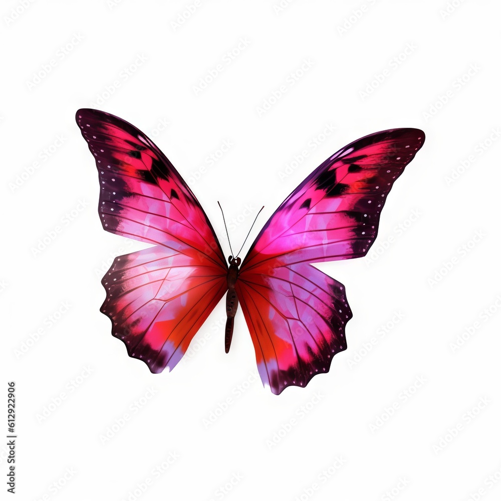 Fototapeta premium Pink & white butterfly with white background
