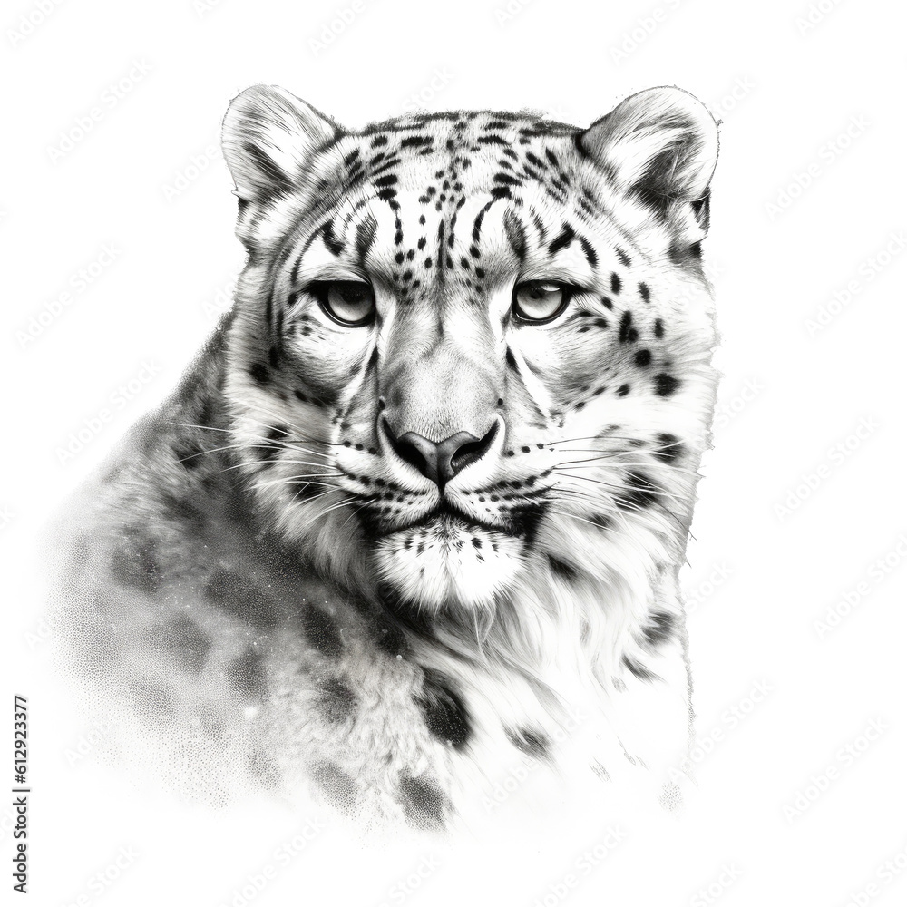 describing a Snow Leopard portrait, full face, big cat, majestic creature, Wildlife-themed, photorealistic illustrations in a PNG, cutout, and isolated. Generative AI describing a Snow Leopard portrait, full face, big cat, majestic creature, Wildlife-themed, photorealistic illustrations in a PNG, cutout, and isolated. Generative AI