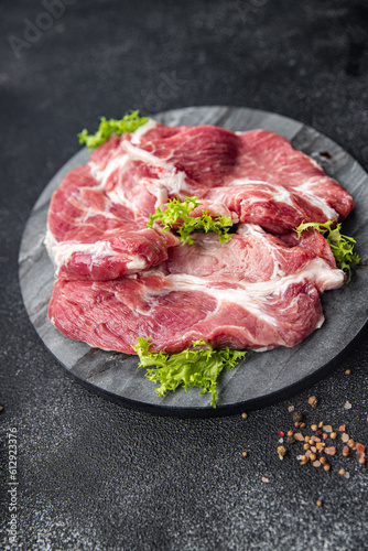 raw pork meat meal fresh food snack on the table copy space food background rustic top view 