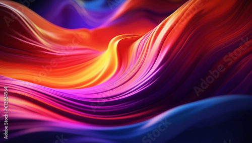 Vivid Energy: Bold and Expressive Abstract Wave Wallpaper on Black, Generative AI