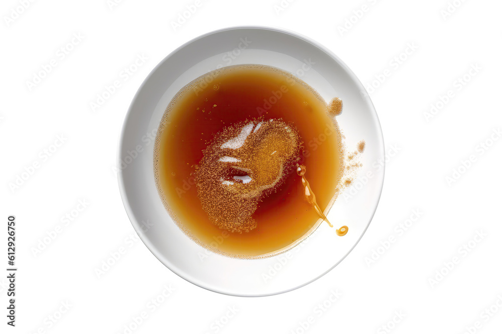 Sugar Syrup In White Bowl On An Isolated Transparent Background, Png, Top View. Generative AI Sugar Syrup In White Bowl On An Isolated Transparent Background, Png, Top View. Generative AI