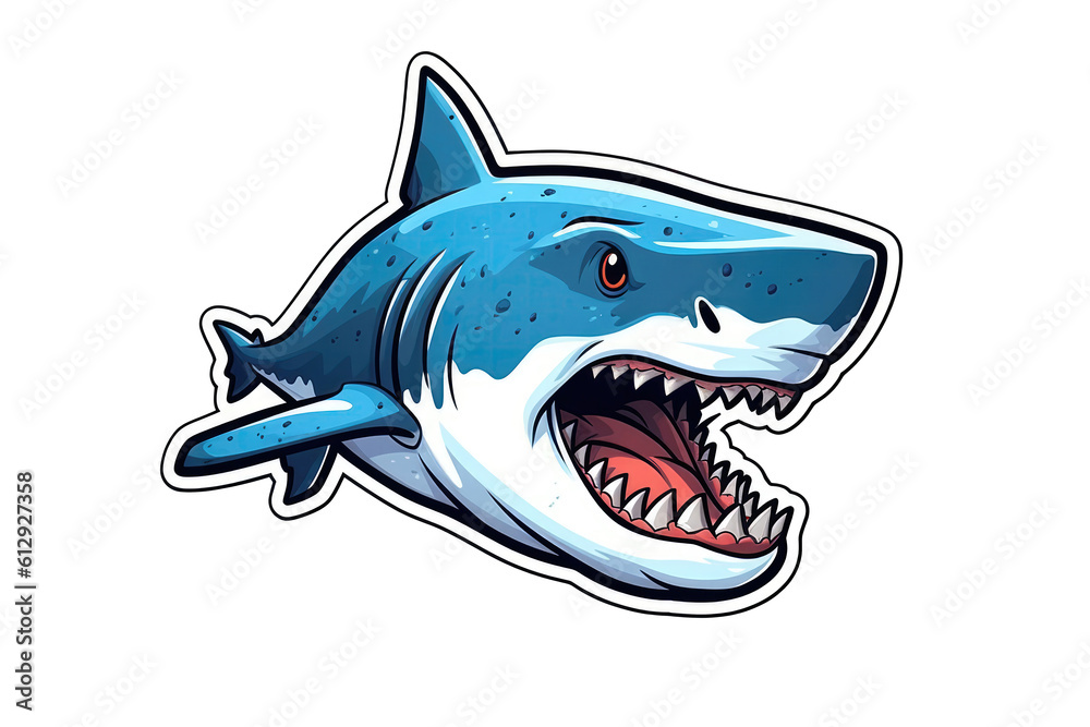 Shark Sticker On Isolated Transparent Background, Png. Generative AI Shark Sticker On Isolated Transparent Background, Png. Generative AI
