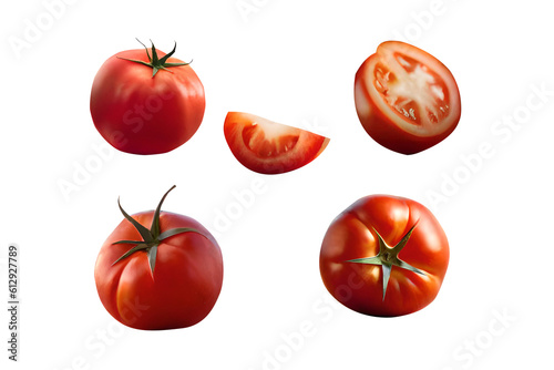 Tomatoes isolated photos on white background, Generative-AI
