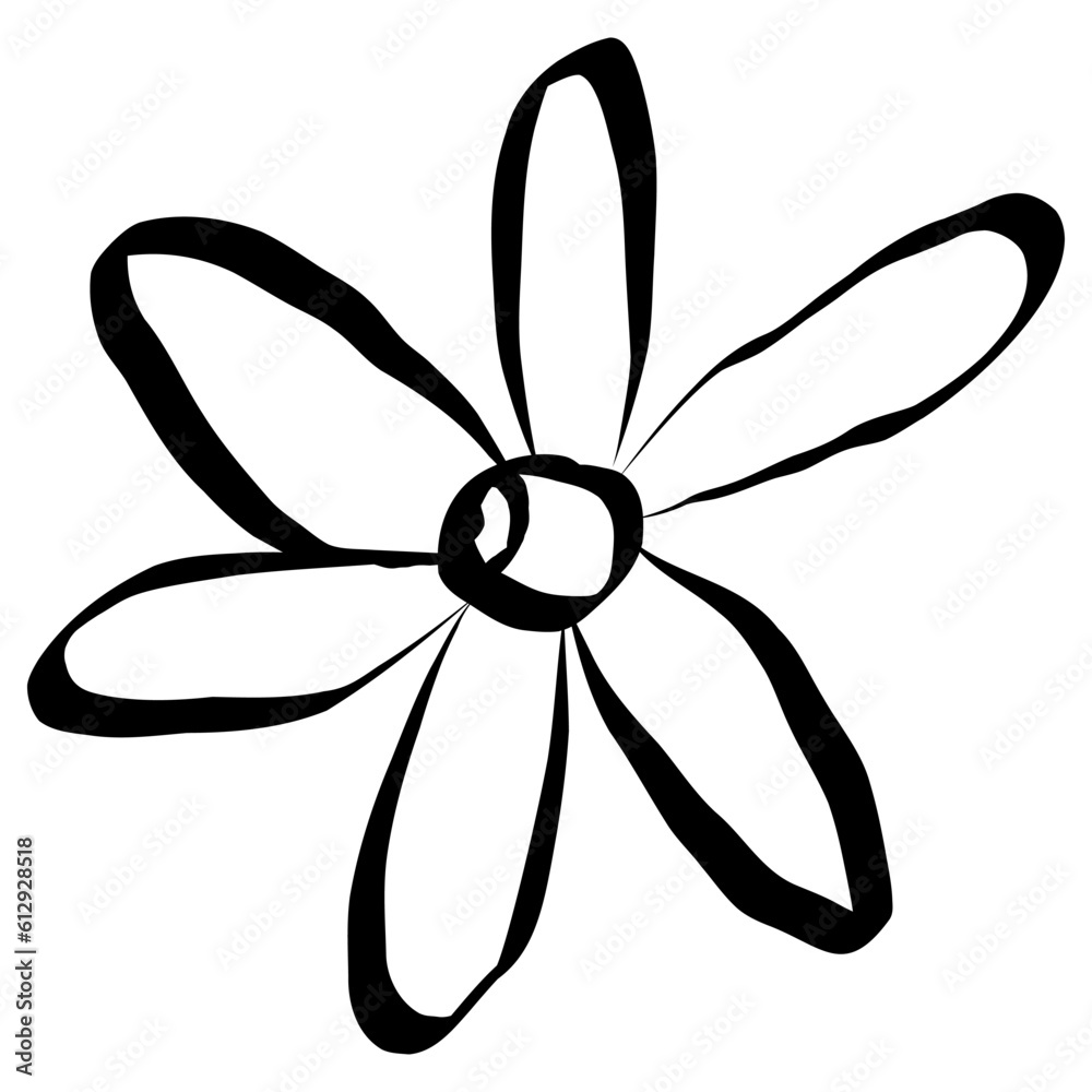 Flower Icon. Simple Hand Drawn Floral Element. Black Sketch ink Drawing Plant. Wildflower Flower Icon. Simple Hand Drawn Floral Element. Black Sketch ink Drawing Plant. Wildflower