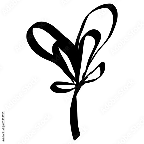 Wallpaper Mural Flower Icon. Simple Hand Drawn Floral Element. Black Sketch ink Drawing Plant. Wildflower Torontodigital.ca