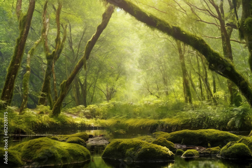 green forest in the morning,generative AI 