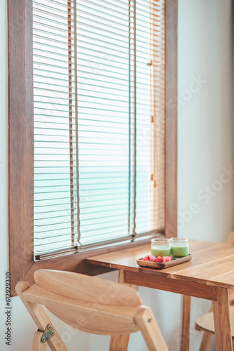 Matcha tea and mochi welcome drink set