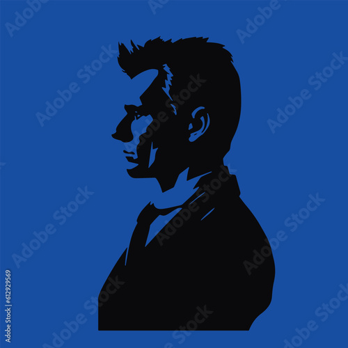 Middle aged man in tuxedo portrait silhouette, Vector
