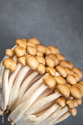 mushroom shimeji brown fresh food snack on the table copy space food background rustic top view 