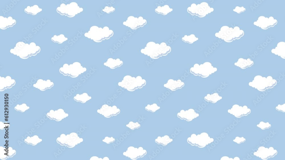 4k Cloudy sky animation. Animated Cartoon Clouds time lapse in blue sky background Natural clouds landscape illustration Clouds background Motional clouds wallpaper design Natural Background Template.