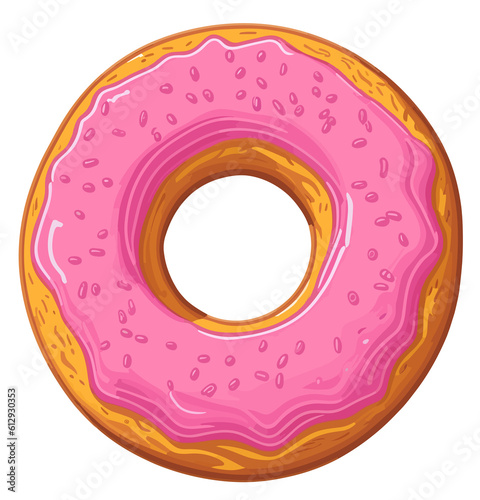 Tempting donut with icing and sprinkles illustration (Generative AI)