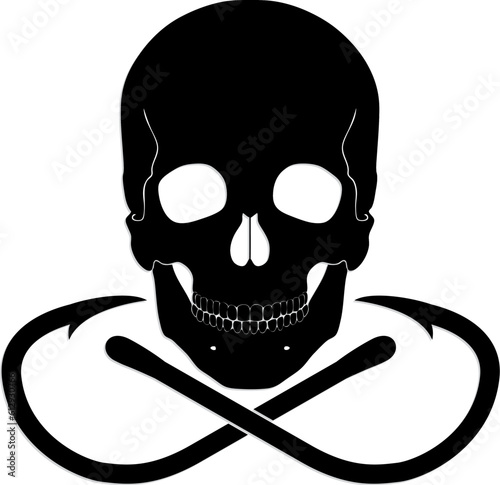 skull crossed hooks / vector illustration