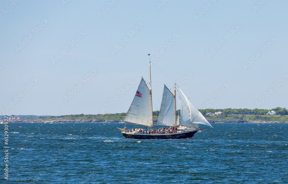 Newport, Rhode Island. Sailboats in Fort Adams State Park on a sunny day