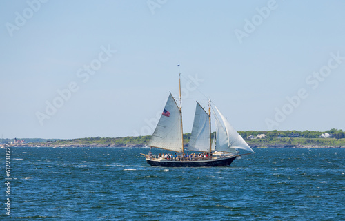 Newport, Rhode Island. Sailboats in Fort Adams State Park on a sunny day