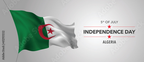 Algeria happy independence day greeting card, banner with template text vector illustration