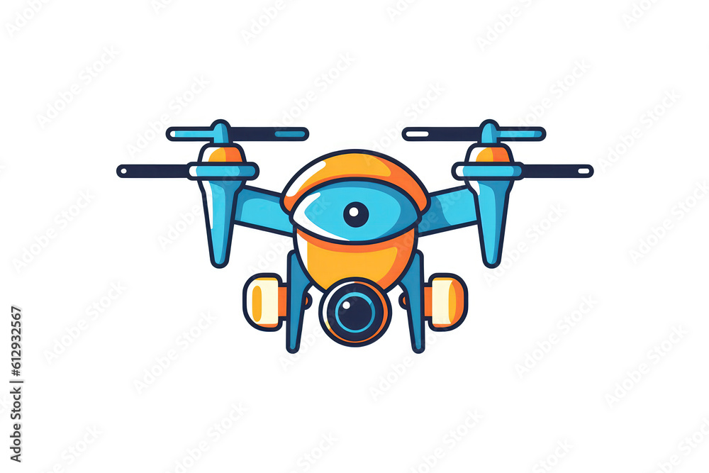 Drone Sticker On White Background. Generative AI