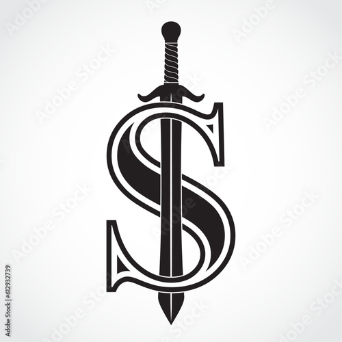 silhouette sword S logo