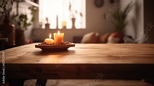 table with candles HD 8K wallpaper Stock Photographic Image