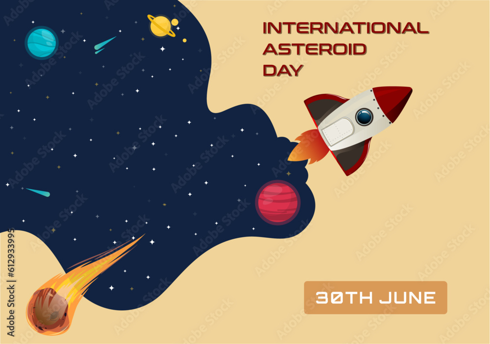 Experience the wonders of space with a simple and modern illustration for International Asteroid Day