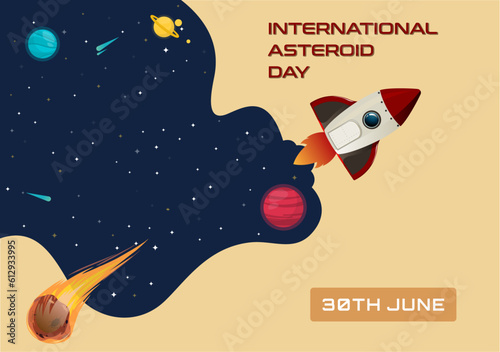 Experience the wonders of space with a simple and modern illustration for International Asteroid Day