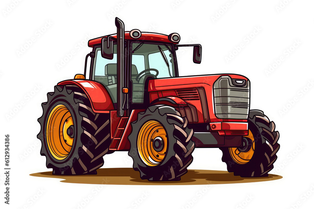 Obraz premium Tractor Sticker On White Background. Generative AI
