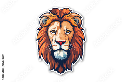Lion Sticker On White Background. Generative AI