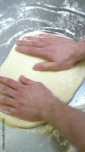 Pizza making process, chef making pizza dough