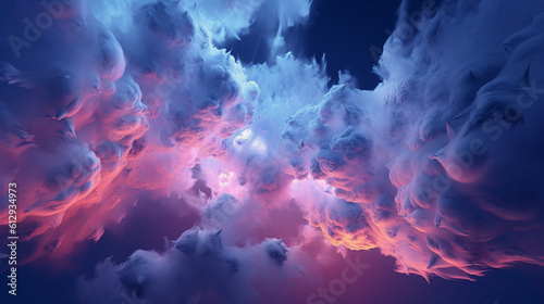 Majestic Hues: Mesmerizing Pink and Blue Cloudscapes ,Generative AI