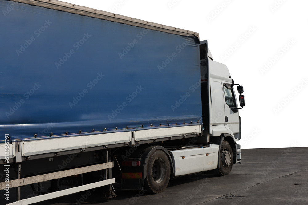 Isolated white truck ready to deliver packages Isolated white truck ready to deliver packages
