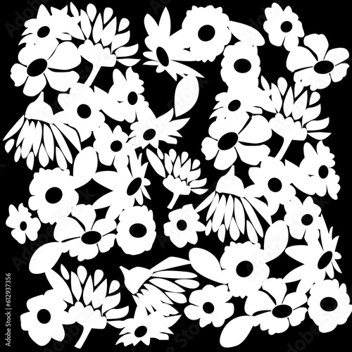 Fondo floral en blanco y negro.