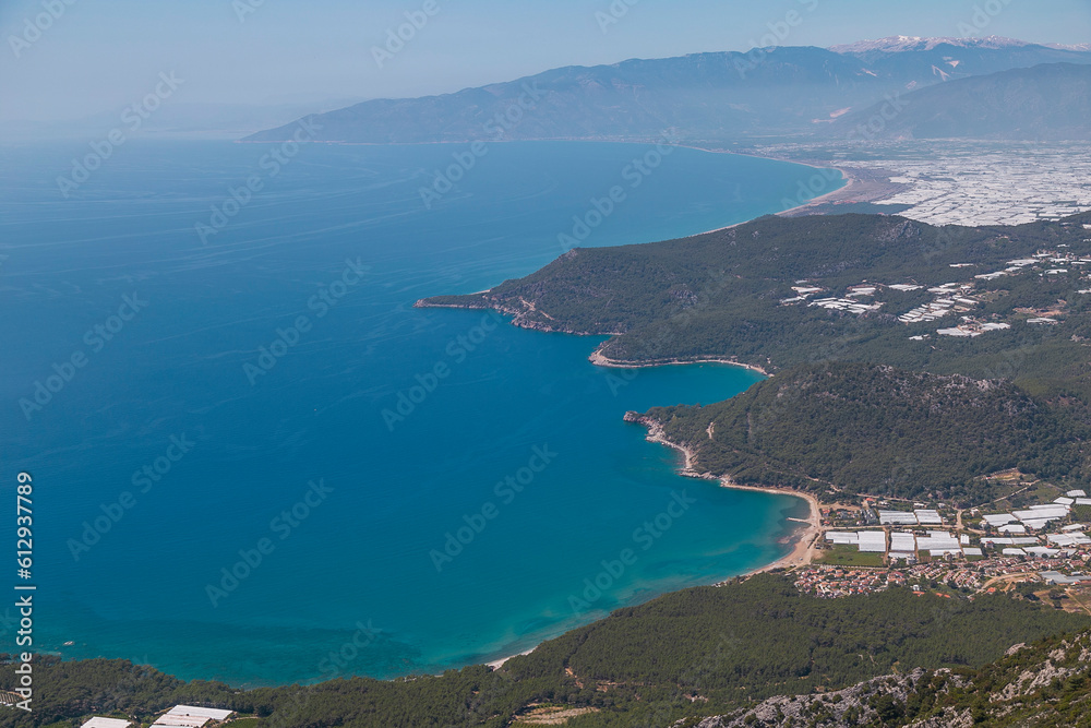 Suluada Island coastal view on the Mediterranean Sea. Antalya, Turkey
