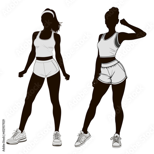 Sport Woman Silhouette Fitness Vector Illustration