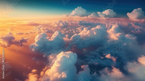 Beautiful clouds on the sunset background. AI generated.