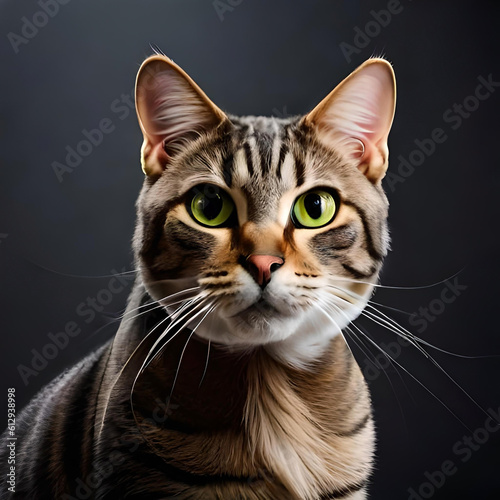 Singapura cat on dark gray background