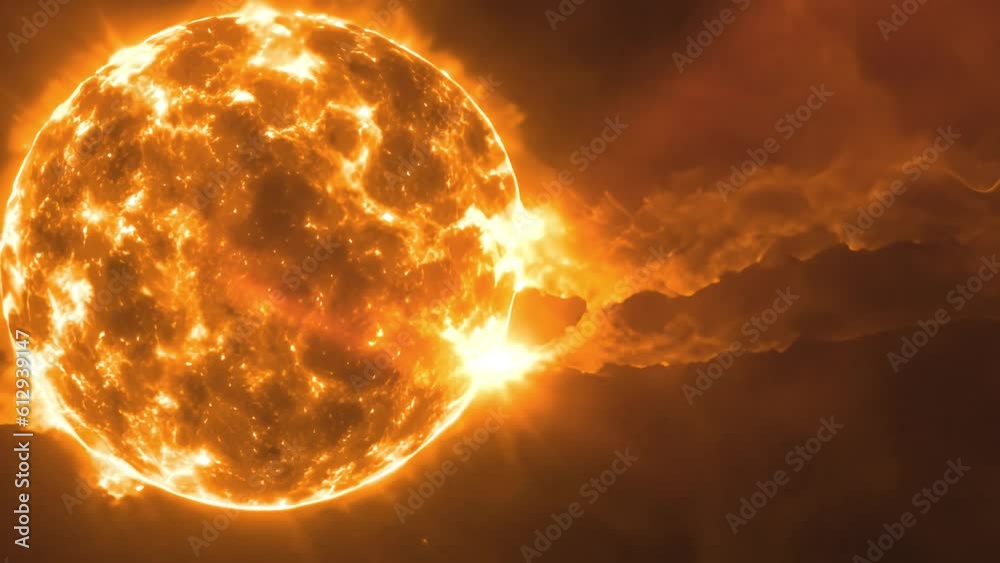 The sun with massive plasma explosion 3d rendering of massive sun red ...