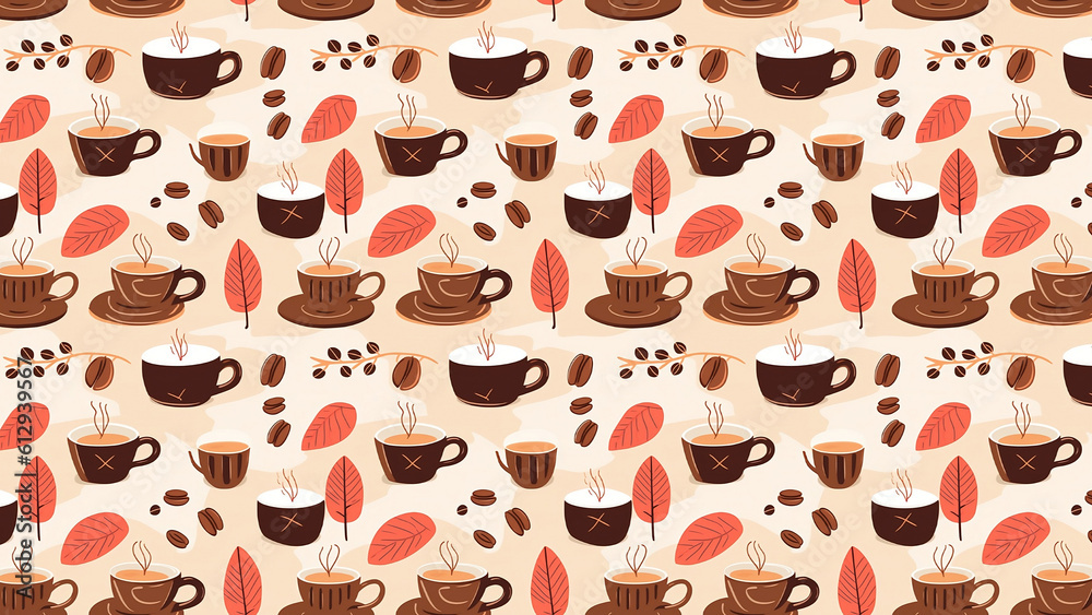 Background of coffee and cups (Generative AI)