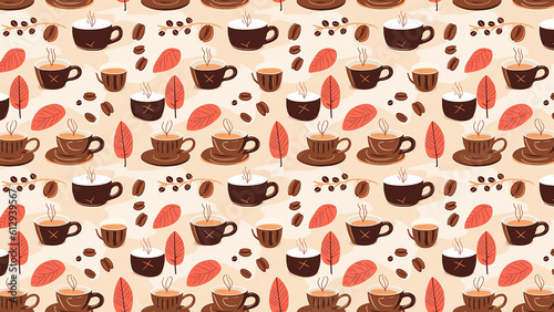 Background of coffee and cups (Generative AI)