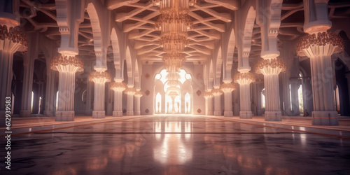 Islamic architecture interior  mosque  palace. Generative AI