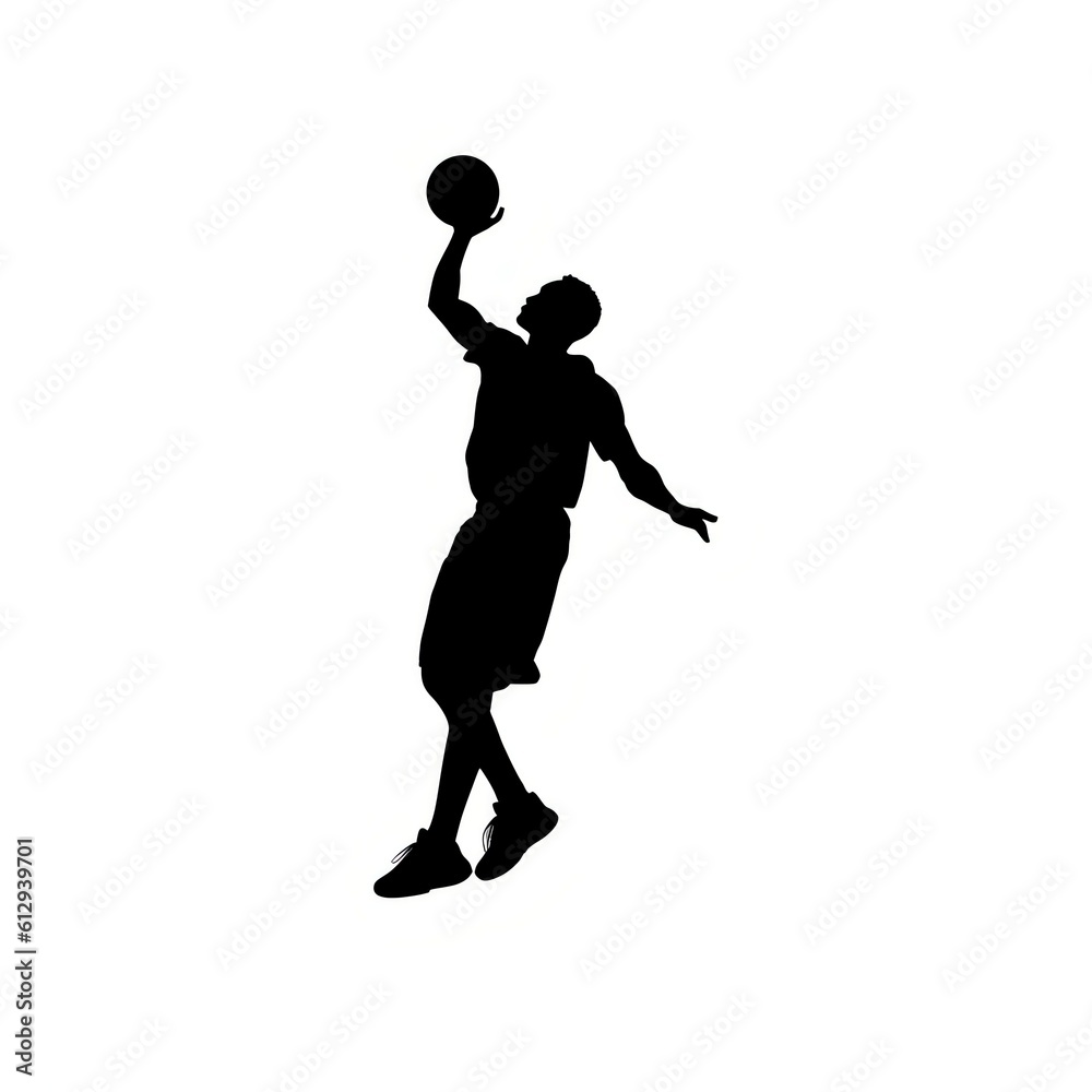 Flat illustration of a man playing basketball. Generative AI