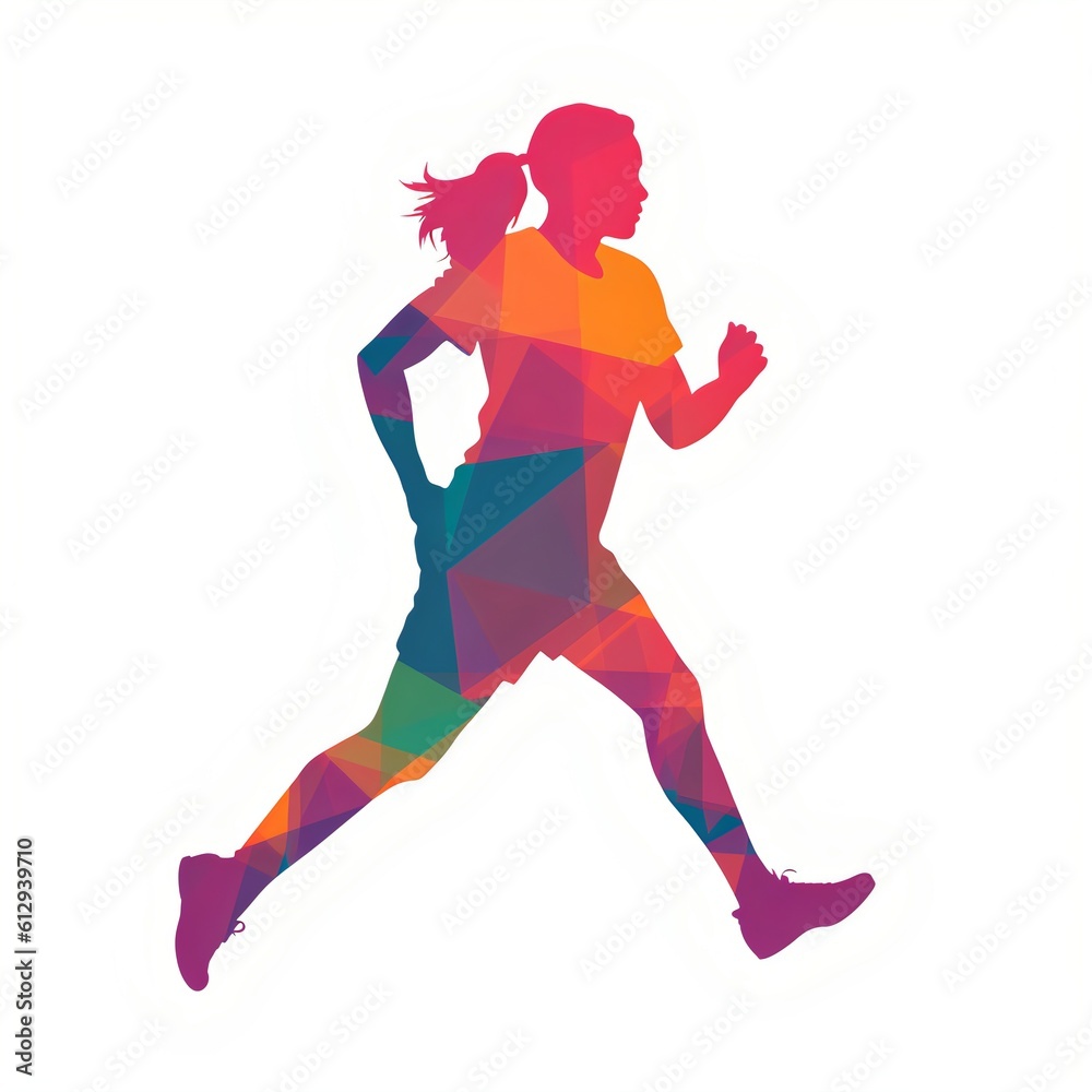 Flat illustration of a woman running. Generative AI Flat illustration of a woman running. Generative AI