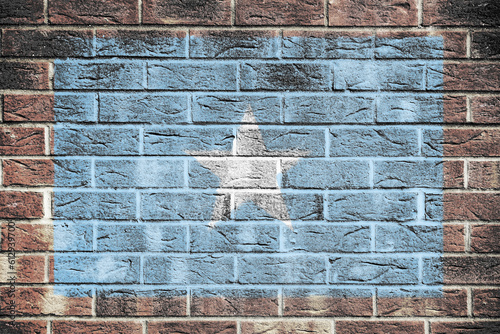 Somalia flag on a brick wall background photo