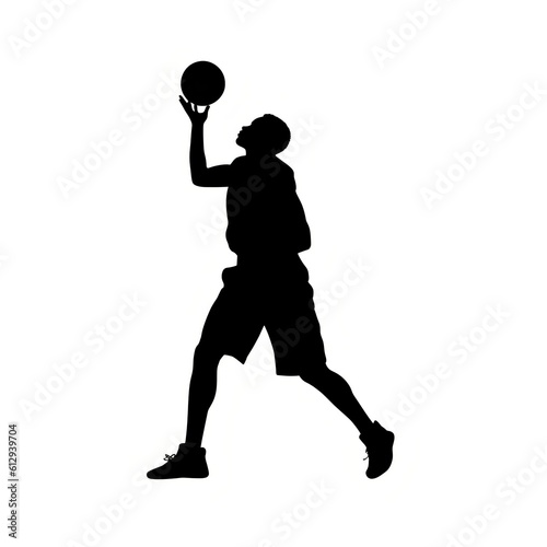 Flat illustration of a man playing basketball. Generative AI © paranoic_fb