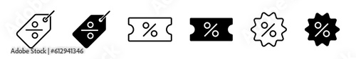 Discount offer tag icon set. Discount sale coupon. Special price tag