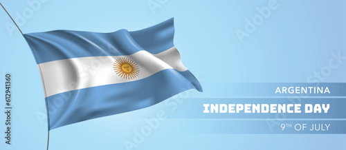 Argentina happy independence day greeting card, banner vector illustration