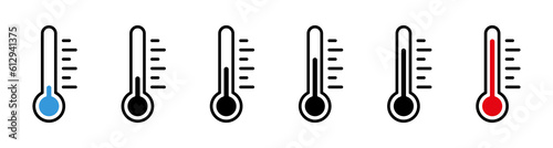 Thermometer icon set. Temperature measurement sign. EPS 10