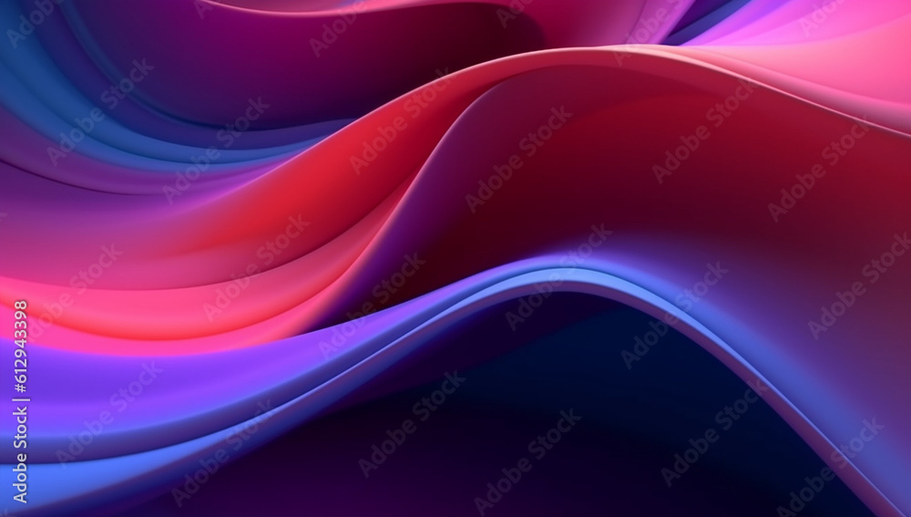 Harmonic Fusion: Vibrant Pink and Purple Abstract Wave in Motion, Generative AI