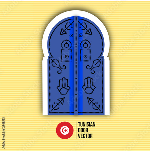 Traditional tunisian blue door illustration