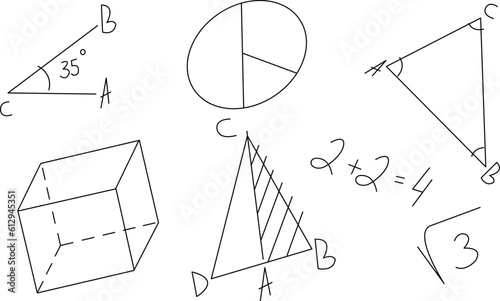 Geometric sketch. Mathematic theory illustration. Education concept